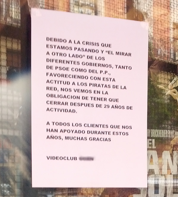 Anuncio de cierre de negocio